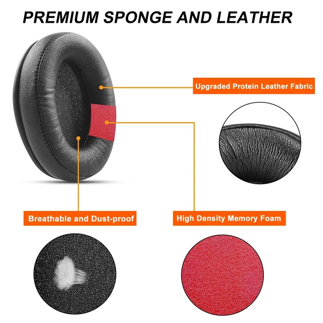 Alt view image 4 of 7 - GVOEARS Replacement Earpads Cushions for Sennheiser HD280 HD280 Pro HD281 Also for HMD280 HMD281 Headsets Ear Pads, Professional Earpads Cushions, Memory Foam and Premium Protein Leather - Black