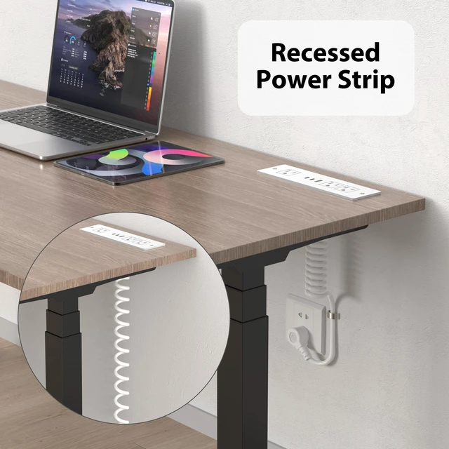 Alt view image 5 of 7 - Drawer Outlet Kit with 65W USB C Fast Charging Station Recessed Power Outlet with 3 USB Ports & 3 AC Outlets, Furniture Flush Mount Power Strip for Home Office,6FT White Cord