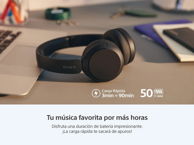 Alt view image 4 of 7 - WH-CH520 Wireless Bluetooth On-Ear Headphones with Microphone, Up to 50 Hours Battery Life with Quick Charge Function, Includes USB-C Charging Cable - Beige - International Version (No)