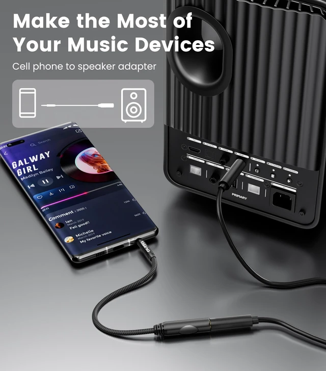 Alt view image 7 of 7 - 1/4 to 3.5mm Adapter, 1/4" Female to 1/8" Male Stereo Audio Adapter for Headphone, Amplifiers, Guitar, Amp etc. - 5ft/1.5m