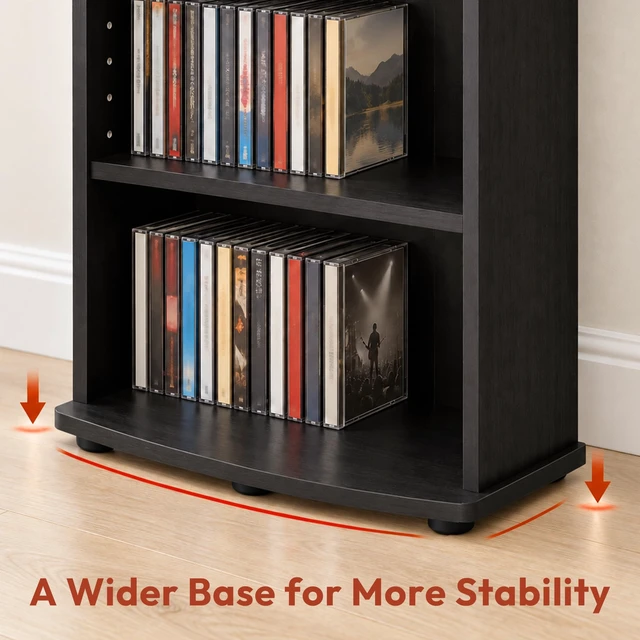 Alt view image 5 of 7 - 8-Tier Tall Narrow CD Rack, DVD Storage Cabinets with Adjustable Shelves, Media Shelf for CD Blueray Game Disc, Easy Assembly DVD Shelf, for Home Office, Living Room, Espresso
