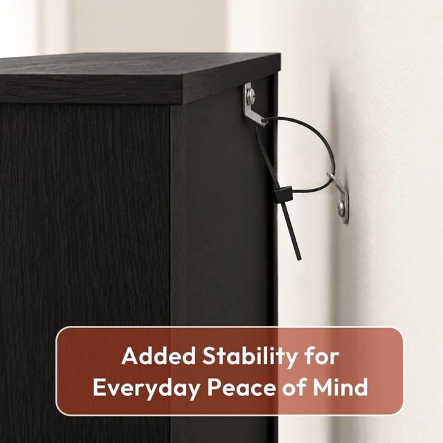 Alt view image 7 of 7 - 8-Tier Tall Narrow CD Rack, DVD Storage Cabinets with Adjustable Shelves, Media Shelf for CD Blueray Game Disc, Easy Assembly DVD Shelf, for Home Office, Living Room, Espresso