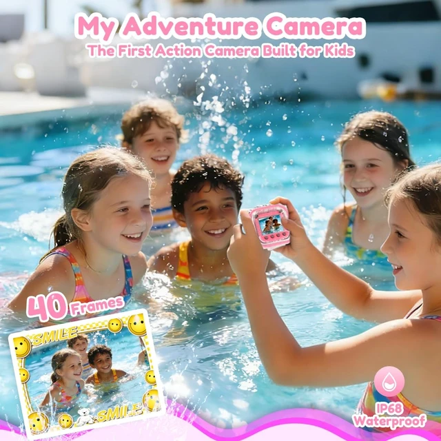 Alt view image 3 of 7 - Kids Underwater Camera & Pool Toy - IP68 Waterproof Action Camera for Girls Ages 3-12 with 1080P Video, 32GB Card, Bike Mount, Birthday Gift for Swimming, Diving, Riding, Snorkeling