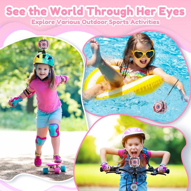 Alt view image 5 of 7 - Kids Underwater Camera & Pool Toy - IP68 Waterproof Action Camera for Girls Ages 3-12 with 1080P Video, 32GB Card, Bike Mount, Birthday Gift for Swimming, Diving, Riding, Snorkeling