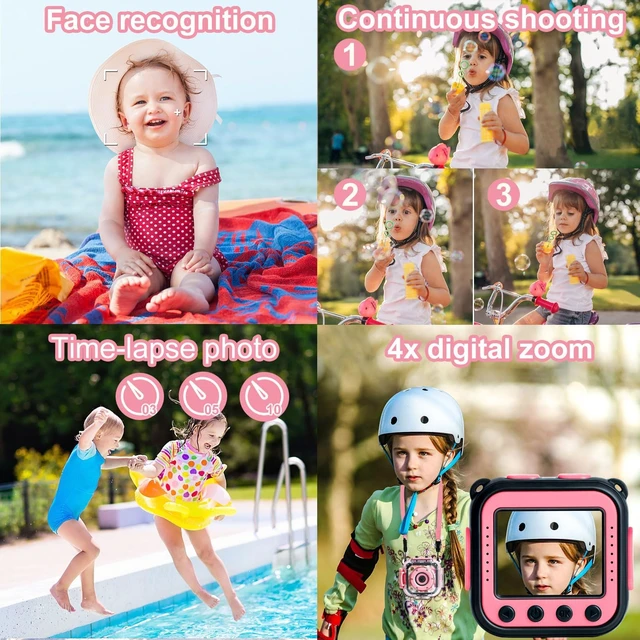 Alt view image 6 of 7 - Kids Underwater Camera & Pool Toy - IP68 Waterproof Action Camera for Girls Ages 3-12 with 1080P Video, 32GB Card, Bike Mount, Birthday Gift for Swimming, Diving, Riding, Snorkeling