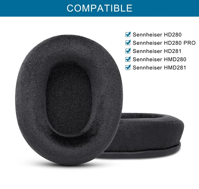 Alt view image 2 of 7 - Upgrade Velour Ear Pads for Sennheiser HD280 / HD280-13 / HD280-Pro - Black Replacement Also for HD281/ HMD280/ HMD280 Pro/ HMD280-13/ HMD281/ HMD281 Pro Headphone, Earpads Cushions with Memory Foam