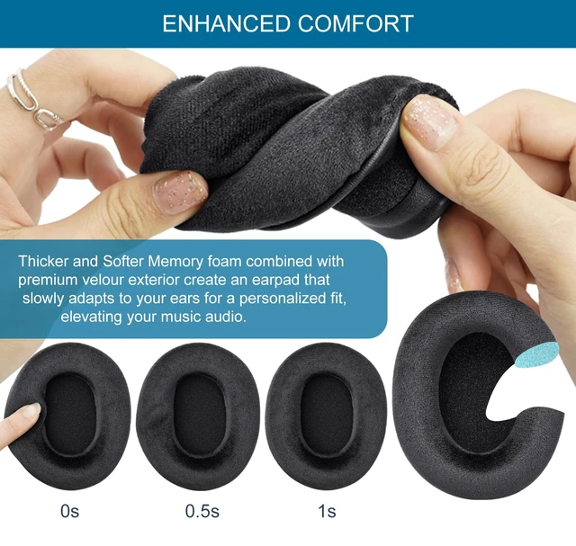 Alt view image 4 of 7 - Upgrade Velour Ear Pads for Sennheiser HD280 / HD280-13 / HD280-Pro - Black Replacement Also for HD281/ HMD280/ HMD280 Pro/ HMD280-13/ HMD281/ HMD281 Pro Headphone, Earpads Cushions with Memory Foam