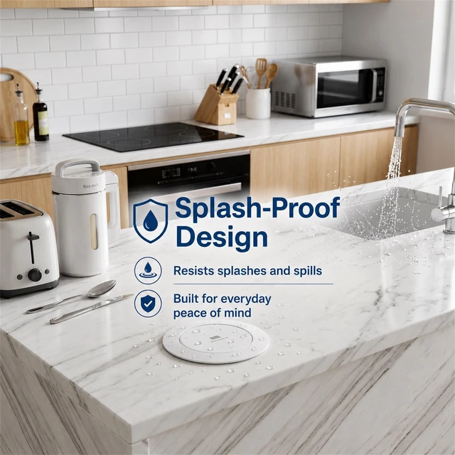 Alt view image 7 of 7 - 2.4" Pop Up Countertop Outlet, 30W USB-C & Wireless Charger Fits 2.4 in (60mm) grommet holes, 4 AC outlets, 2 USB-C 30W, 2 USB-A 18W, 15W wireless charging and 1.5m cord, White
