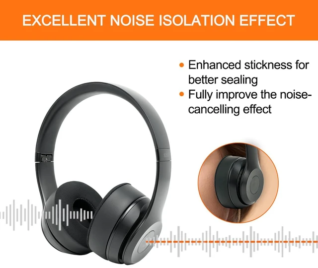 Alt view image 5 of 7 - Replacement Ear Pads for Beats Solo 3 & Solo 2 Headphones - Cooling Black Solo3 Ear Cushions with Protein Leather Thicker Memory Foam