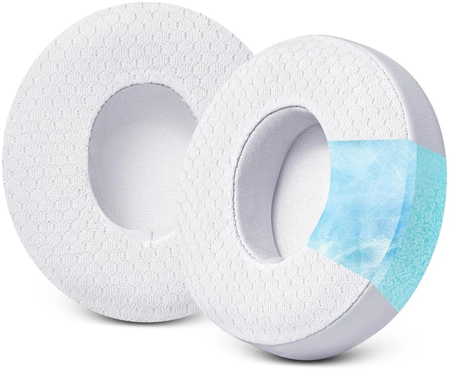 Main image of Replacement Ear Pads for Beats Solo 3 & Solo 2 Headphones - Cooling White Solo3 Ear Cushions with Protein Leather Thicker Memory Foam