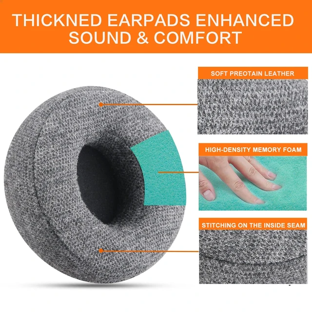 Alt view image 4 of 7 - Replacement Ear Pads for Beats Solo 3 & Solo 2 Headphone (Velvet) Solo3 Ear Cups with Strong Adhesive Added Thickness