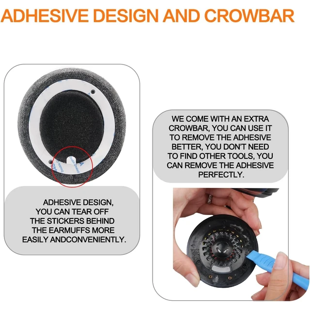 Alt view image 6 of 7 - Replacement Ear Pads for Beats Solo 3 & Solo 2 Headphone (Velvet) Solo3 Ear Cups with Strong Adhesive Added Thickness