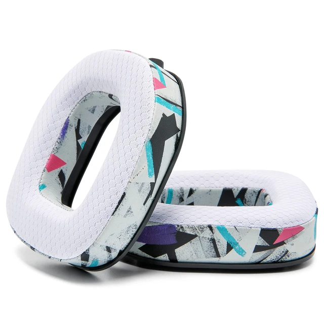 Alt view image 5 of 6 - Freeze A40 - Hybrid Fabric Cooling Gel Earpads for Astro A40 TR Made by Wicked Cushions Improved Durability, Thickness & Sound Isolation 90s White