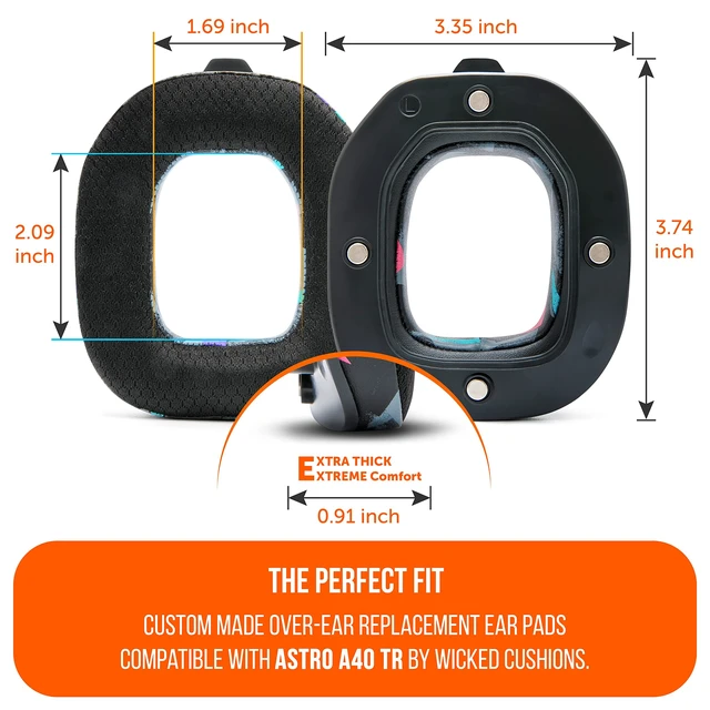 Alt view image 3 of 6 - Freeze A40 - Hybrid Fabric Cooling Gel Earpads for Astro A40 TR Made by Wicked Cushions Improved Durability, Thickness & Sound Isolation 90s Black