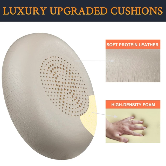 Alt view image 5 of 7 - Earpads Replacement for Jabra Evolve2 65 (Evolve 2 65MS 65UC MS UC)/Evolve2 40 (40UC 40MS USB)/Elite 45h On-Ear Wireless Headset, Ear Pads Cushions with Softer Protein Leather - Gold