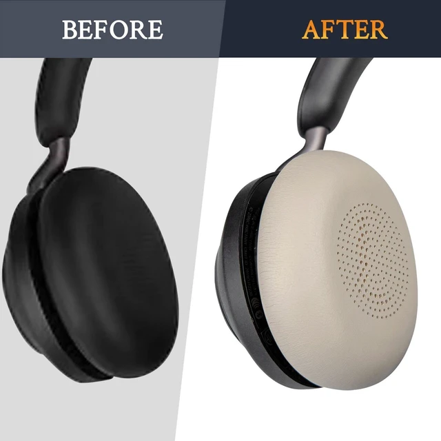 Alt view image 4 of 7 - Earpads Replacement for Jabra Evolve2 65 (Evolve 2 65MS 65UC MS UC)/Evolve2 40 (40UC 40MS USB)/Elite 45h On-Ear Wireless Headset, Ear Pads Cushions with Softer Protein Leather - Gold
