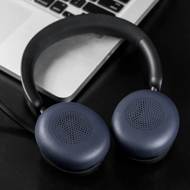 Alt view image 2 of 7 - Earpads Replacement for Jabra Evolve2 65 (Evolve 2 65MS 65UC MS UC)/Evolve2 40 (40UC 40MS USB)/Elite 45h On-Ear Wireless Headset, Ear Pads Cushions with Softer Protein Leather - Navy Blue