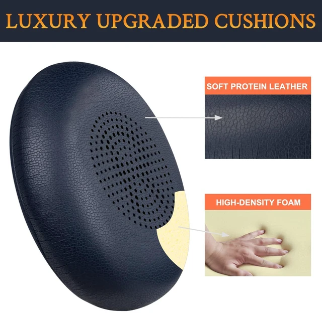 Alt view image 5 of 7 - Earpads Replacement for Jabra Evolve2 65 (Evolve 2 65MS 65UC MS UC)/Evolve2 40 (40UC 40MS USB)/Elite 45h On-Ear Wireless Headset, Ear Pads Cushions with Softer Protein Leather - Navy Blue