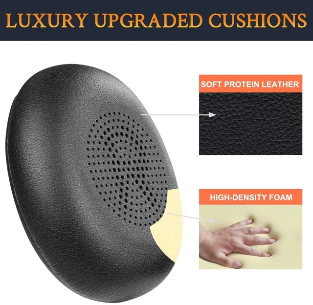 Alt view image 6 of 7 - Ear Cushions for Jabra Evolve2 65, Elite 45h - Black Earpads for Evolve2 65(UC/MS), Evolve2 40(UC/MS/USB), Elite 45h On-ear Headphones