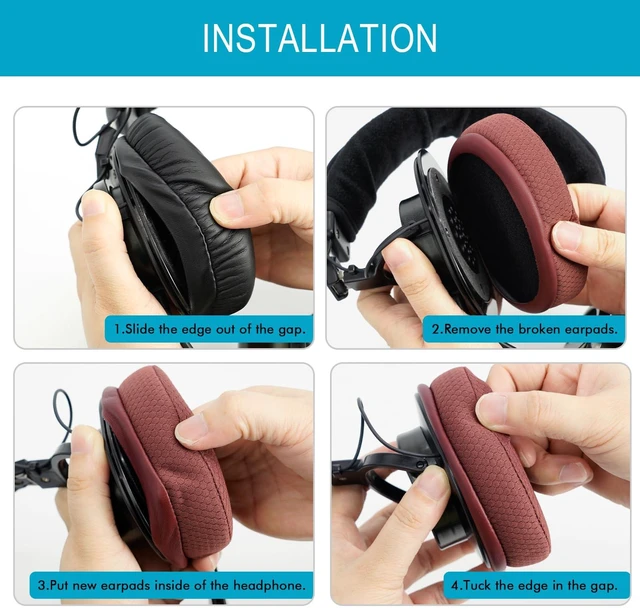 Alt view image 7 of 7 - Replacement Ear Pads for Sony MDR 7506 MDR-V6 V7 CD900ST Headphones (Red) Mesh Earpad Cushions with Memory Foam