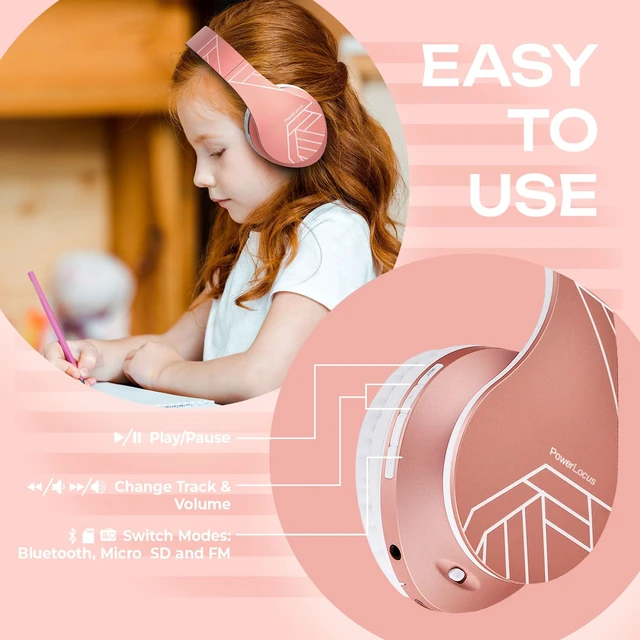 Alt view image 4 of 7 - Kids Headphones Over-Ear, Bluetooth Wireless Headphones for Kids,with Microphone, Safe 85DB Volume Limited, Foldable with Carry Case, Audio Cable, Micro SD mode for Online Classes,PC,Phones