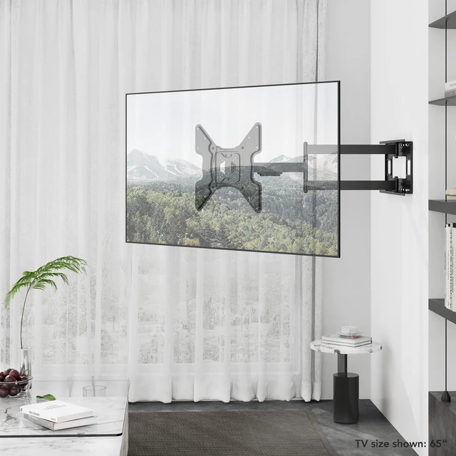 Alt view image 2 of 7 - Long Arm TV Wall Mount, 40" Extension, 32-70" Pre-assembled full-motion corner bracket holds up to 110 lbs, 90 swivel & tilt, VESA 400x400
