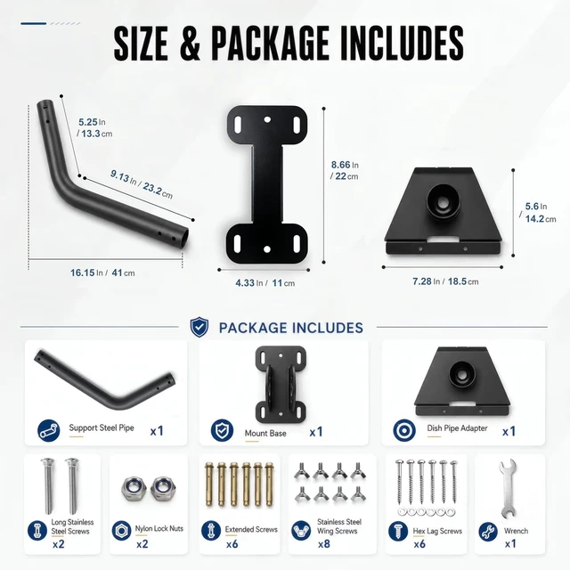 Alt view image 6 of 7 - Starlink Mount for Standard 4/4X/Gen 3, Heavy Duty 360° Adjustable Starlink Roof Mount, Windproof Starlink Wall Mount with Adapter, All-in-One Starlink Mounting Kit Compatible with V3/V4 Standard Dish