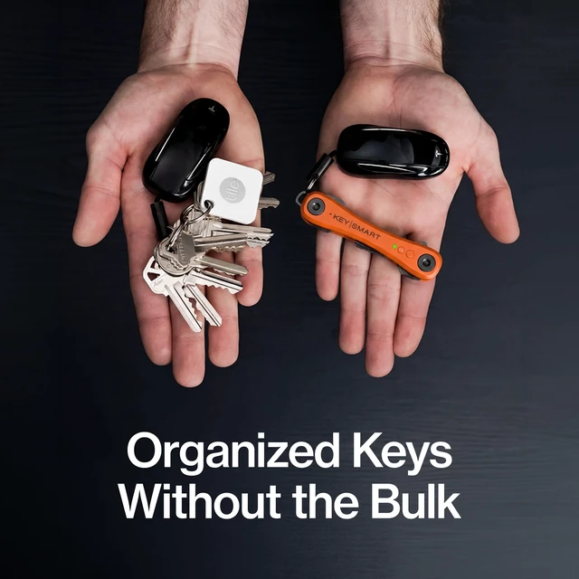 Alt view image 4 of 7 - KeySmart iPro - Finder Locator with Sound, Keychain Holder, Apple Find My App Compatible, Organizer, Compact Clutter-Free Chain Tracker, Rechargeable Battery (Up to 14 Keys, Orange)