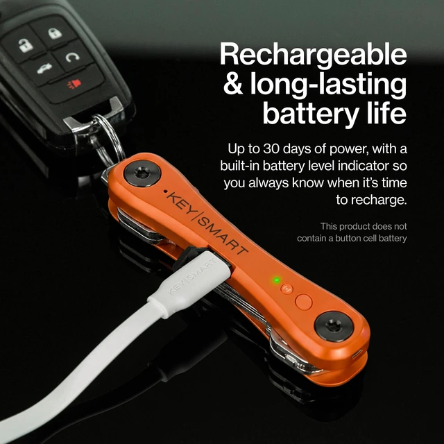 Alt view image 6 of 7 - KeySmart iPro - Finder Locator with Sound, Keychain Holder, Apple Find My App Compatible, Organizer, Compact Clutter-Free Chain Tracker, Rechargeable Battery (Up to 14 Keys, Orange)