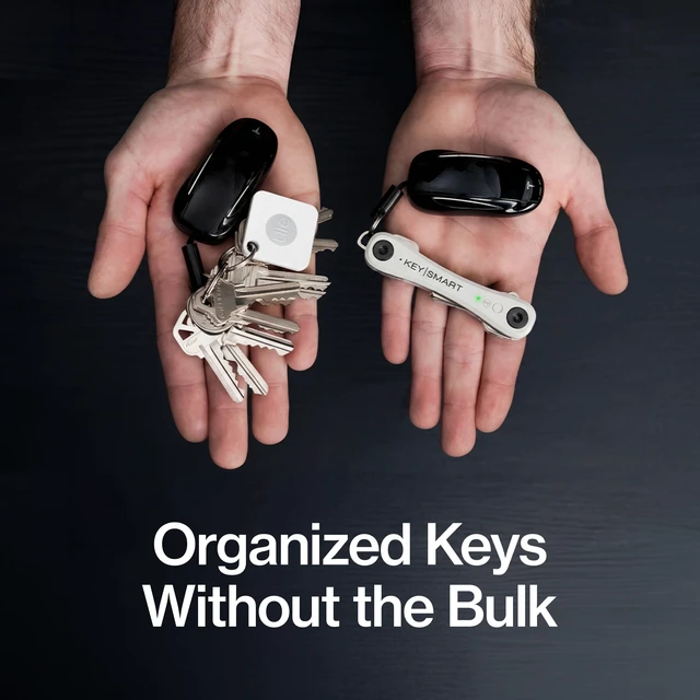 Alt view image 4 of 7 - KeySmart iPro - Finder Locator with Sound, Keychain Holder, Apple Find My App Compatible, Organizer, Compact Clutter-Free Chain Tracker, Rechargeable Battery (Up to 14 Keys, White)