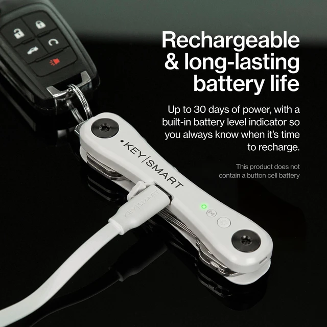 Alt view image 6 of 7 - KeySmart iPro - Finder Locator with Sound, Keychain Holder, Apple Find My App Compatible, Organizer, Compact Clutter-Free Chain Tracker, Rechargeable Battery (Up to 14 Keys, White)