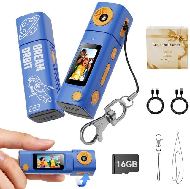Main image of Mini Keychain Digital Camera:2K Digital Mini Camera with 16GB Card,Vintage Keychain Video Camera, 1" HD LCD Display, 400mAh Battery Portable Small Cameras with Elegant Gift Box