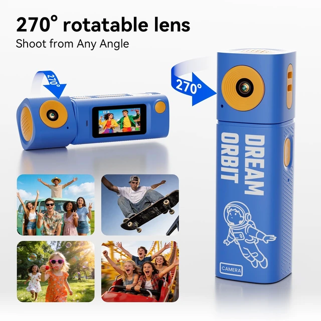 Alt view image 4 of 7 - Mini Keychain Digital Camera:2K Digital Mini Camera with 16GB Card,Vintage Keychain Video Camera, 1" HD LCD Display, 400mAh Battery Portable Small Cameras with Elegant Gift Box