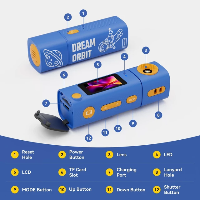 Alt view image 7 of 7 - Mini Keychain Digital Camera:2K Digital Mini Camera with 16GB Card,Vintage Keychain Video Camera, 1" HD LCD Display, 400mAh Battery Portable Small Cameras with Elegant Gift Box