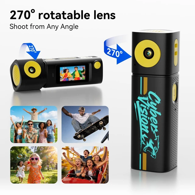 Alt view image 4 of 7 - Mini Keychain Digital Camera:2K Digital Mini Camera with 16GB Card,Vintage Keychain Video Camera, 1" HD LCD Display, 400mAh Battery Portable Small Cameras with Elegant Gift Box
