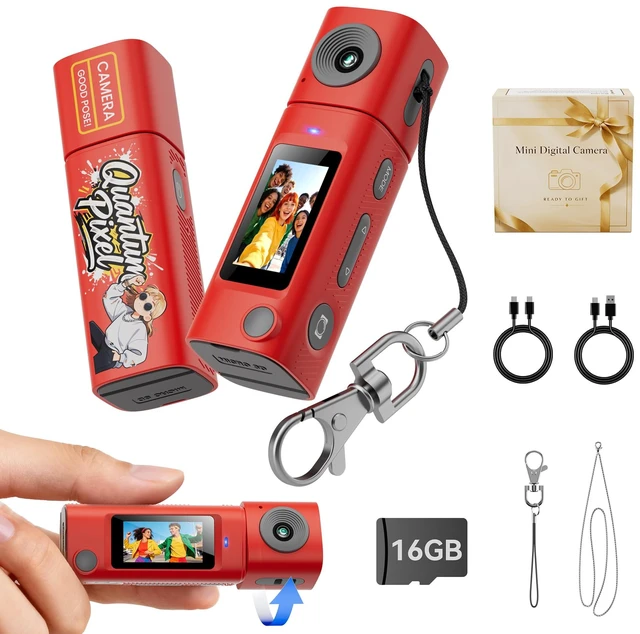Main image of Mini Keychain Digital Camera:2K Digital Mini Camera with 16GB Card,Vintage Keychain Video Camera, 1" HD LCD Display, 400mAh Battery Portable Small Cameras with Elegant Gift Box