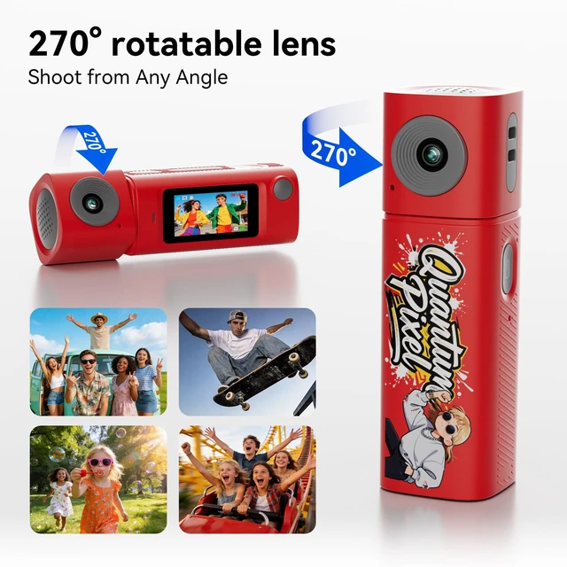 Alt view image 4 of 7 - Mini Keychain Digital Camera:2K Digital Mini Camera with 16GB Card,Vintage Keychain Video Camera, 1" HD LCD Display, 400mAh Battery Portable Small Cameras with Elegant Gift Box