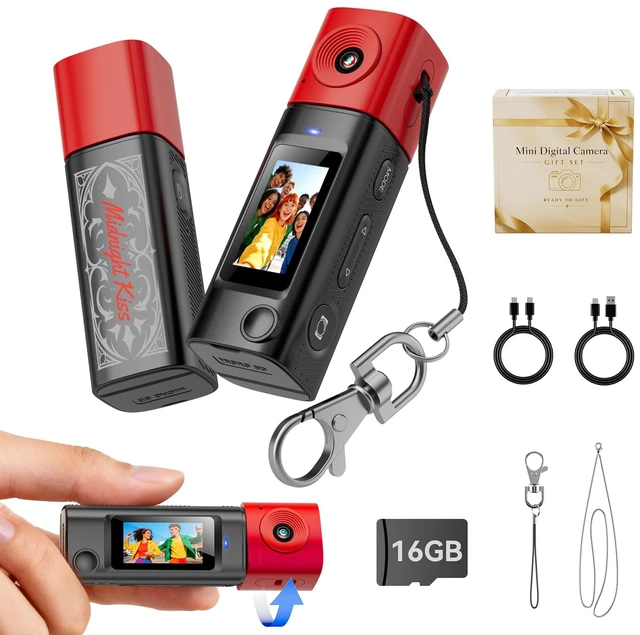 Main image of Mini Keychain Digital Camera:2K Digital Mini Camera with 16GB Card,Vintage Keychain Video Camera, 1" HD LCD Display, 400mAh Battery Portable Small Cameras with Elegant Gift Box