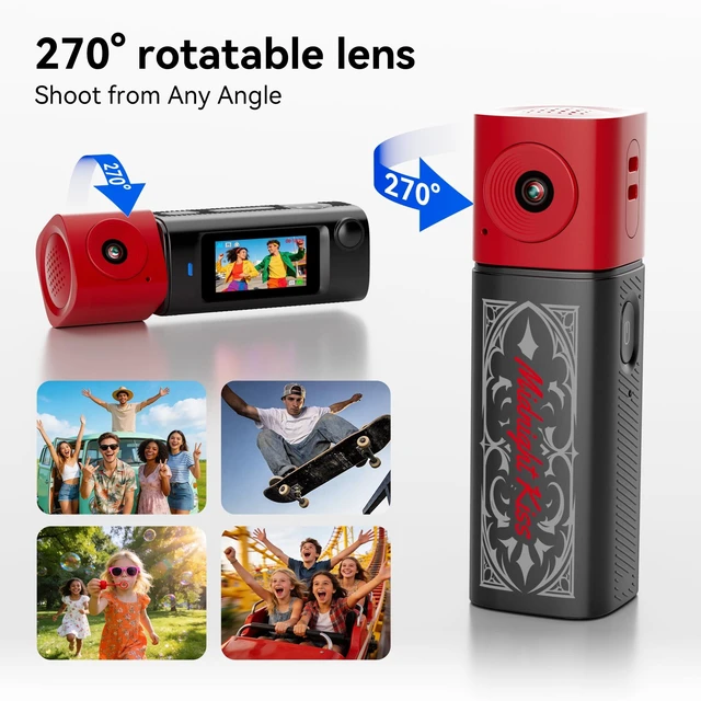 Alt view image 4 of 7 - Mini Keychain Digital Camera:2K Digital Mini Camera with 16GB Card,Vintage Keychain Video Camera, 1" HD LCD Display, 400mAh Battery Portable Small Cameras with Elegant Gift Box