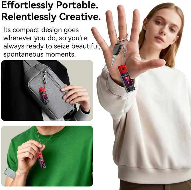 Alt view image 6 of 7 - Mini Keychain Digital Camera:2K Digital Mini Camera with 16GB Card,Vintage Keychain Video Camera, 1" HD LCD Display, 400mAh Battery Portable Small Cameras with Elegant Gift Box