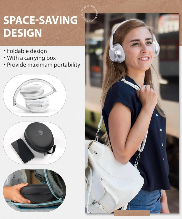 Alt view image 4 of 7 - Wired/Wireless Bluetooth Headphones with Mic & Case, 25Hrs Battery 2 in 1 Wire less Blue tooth Head Phones Foldable Lightweight Portable for Kids Boys Girls Youth in School Airplane Car Silver
