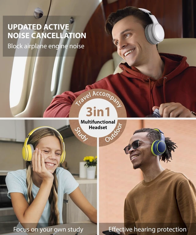 Alt view image 7 of 7 - Wired/Wireless Bluetooth Headphones with Mic & Case, 25Hrs Battery 2 in 1 Wire less Blue tooth Head Phones Foldable Lightweight Portable for Kids Boys Girls Youth in School Airplane Car White