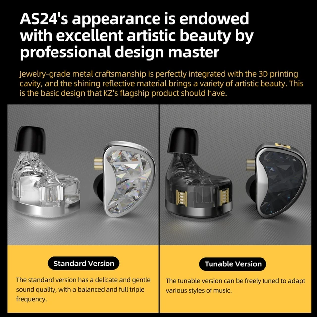 Alt view image 6 of 7 - AS24 in-Ear Monitor Headphone 24BA Drivers High-Performance IEM Earphones with 8 Tuning Switches, Noise Isolation Wired Earbuds for Musicians (Tuning Version,Black,with mic)