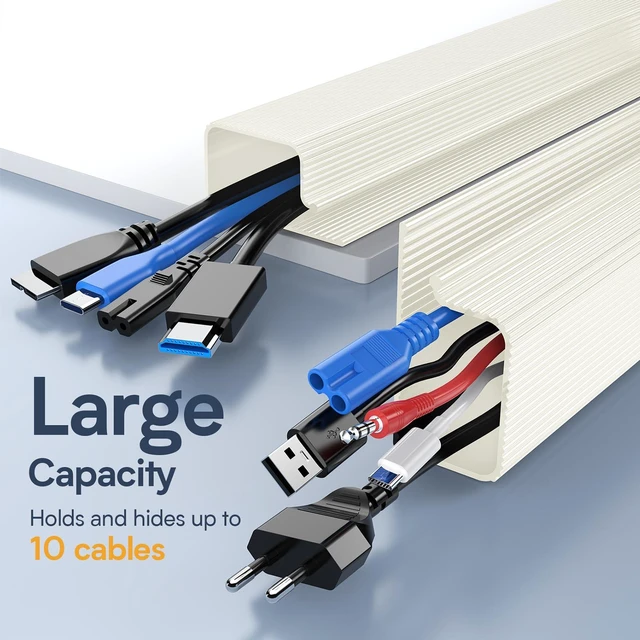 Alt view image 6 of 7 - 2 Pack Under Desk Cable Management, Safe Tidy Cable Management Under Desks for Home Office, Cord Organizer for Desk, Wire Organizer Kit, Beige