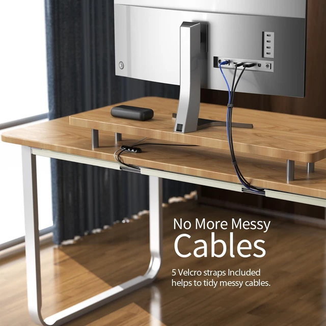 Alt view image 4 of 7 - 2 Pack Under Desk Cable Management, Safe Tidy Cable Management Under Desks for Home Office, Cord Organizer for Desk, Wire Organizer Kit, Beige