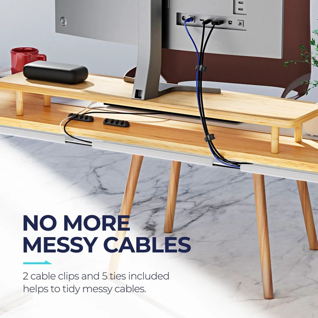 Alt view image 4 of 7 - 2 Pack Safe 15.7in Tidy Cable Management Solution, Protect Kids Pets with Home Office Cable Management Under Desk, Cable Organizer, Cable Management Kit, Cord Organizer for Desk, White