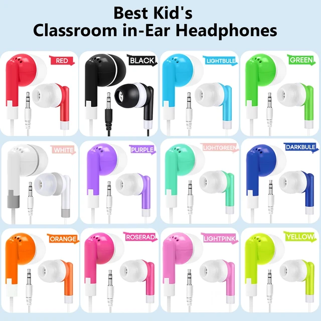 Alt view image 2 of 7 - Wholesale Bulk Earbuds Headphones 50 Pack Class Set for School Classroom Students Kids Children Toddler Boys Girls Teen Adults(Mixed Colors,50 Pack)
