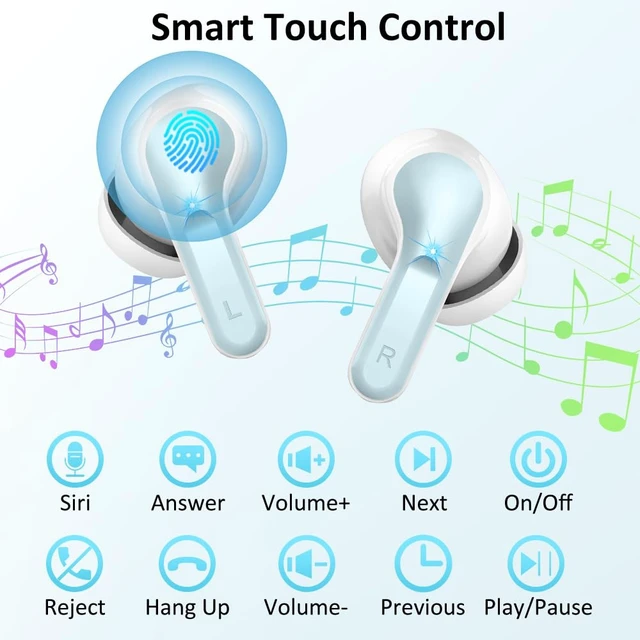 Alt view image 7 of 7 - Wireless Earbud, Bluetooth Headphones 5.4 NEW 40H Ear Buds Bass Stereo Earphones Noise Cancelling Earbud with 4 ENC Mic in-Ear Bluetooth Earbud USB-C LED Display IP7 Waterproof Sport for Android iOS