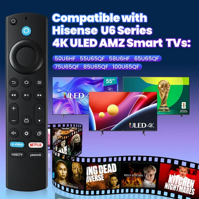 Alt view image 6 of 7 - PUW-2K19-YKF478 for Hisense TV Remote Control with Voice Fit for Hisense U6 Series 4K ULED Smart TVs 50U6HF, 55U65QF, 58U6HF, 65U65QF, 75U65QF, 85U65QF, 100U65QF 317366