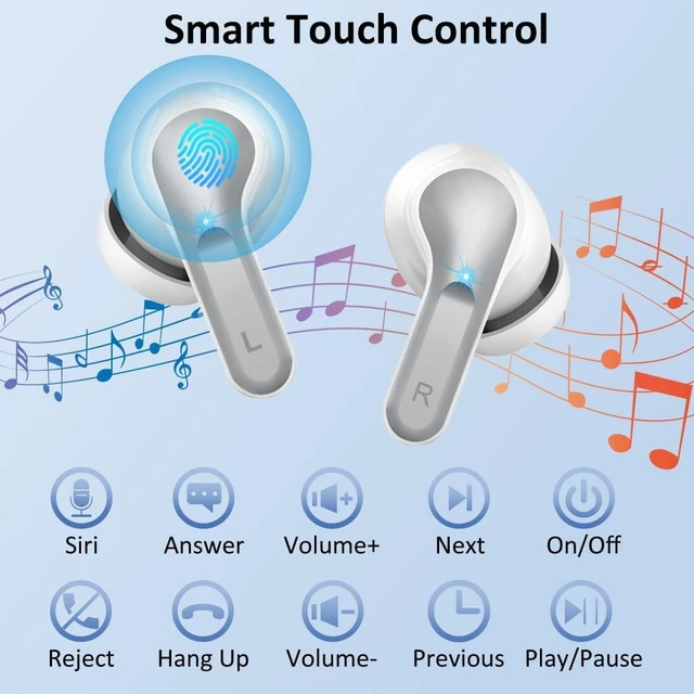 Alt view image 6 of 7 - Wireless Earbud Bluetooth 5.4 Headphones, Hi-Fi Stereo Ear Buds with 4 ENC Cancelling Mics, 40H in-Ear Earphones IP7 Waterproof Sports, LED Display, Mini Headset for Laptop Pad TV Android/iOS, Grey